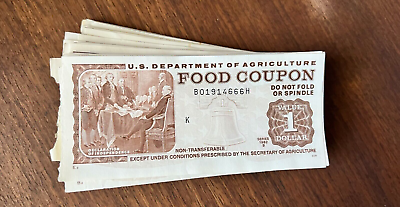 #ad #ad USDA Food Coupons Stamps Excellent Quality 10 Full $1.00 Notes Vintage paper old $100.00