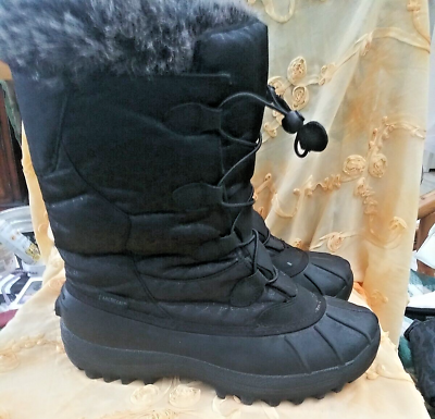#ad ladies artic cat cold snow boots sz 10 preowned excellent condition lace up fur $10.00
