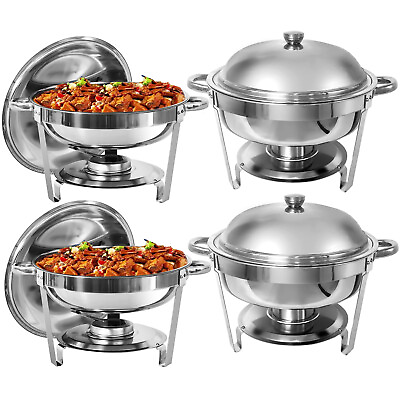 #ad Round Chafing Dish Buffet Set 6Qt 4pc Stainless Steel Buffet Servers and Warmers $99.99