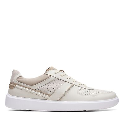 Clarks Mens Cambro Race White Leather Sneaker Shoes $49.99