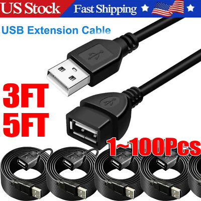 #ad #ad High Speed USB USB Extension Cable USB 2.0 Adapter Extender Cord Male Female LOT $29.19