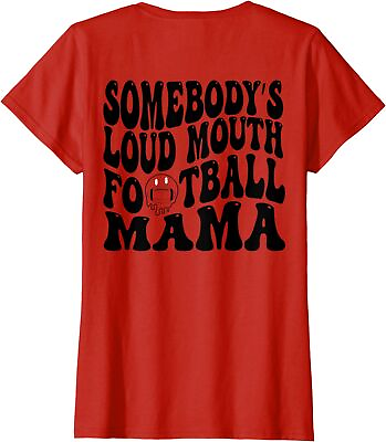 Somebody’s Loud Mouth Football Mama Retro Wavy Groovy Ladies#x27; Crewneck T Shirt $22.99