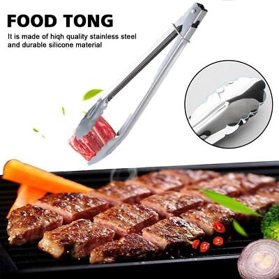 #ad Stainless Steel Salad Tongs BBQ Kitchen Cooking Food tong Utensil Bar E7A4 $5.70