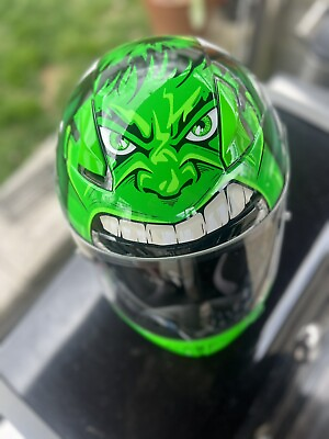 #ad RARE OEM HJC CL 17 Marvel Hulk Helmet Green With OEM Marvel Bag $199.95