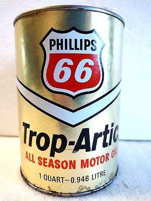 #ad #ad Vintage Phillips 66 Trop Artic Oil Can 1 Quart 10W 40 All Season Full Oklahoma $12.95