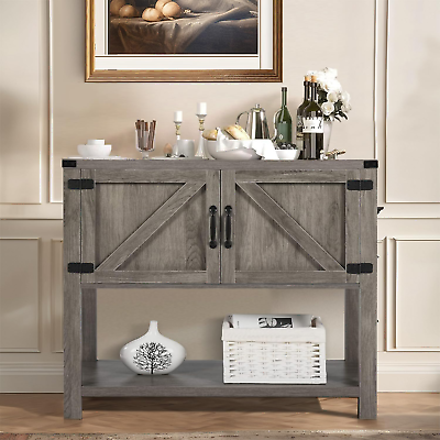 #ad #ad Farmhouse Coffee Bar Cabinet with Storage Sideboard Buffet Cabinet with 2 Doors $195.28