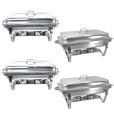 4 Pack Chafing Dish 8QT Stainless Steel Rectangular Chafer and Buffet Warmer Set $117.99
