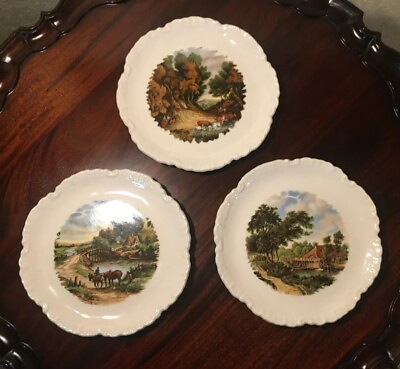 #ad Old World Decore Antique Pottery Salad Plates Signed By Artist L.C.van Hunnik $39.00