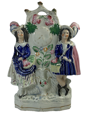 #ad #ad Antique English Staffordshire Flat Back Pottery Clock Figure c. 1870 $149.99