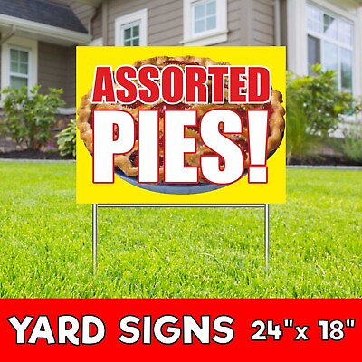 #ad ASSORTED PIES YARD Sign Corrugate Plastic with H Stakes Lawn Sign Food Buffet $349.50