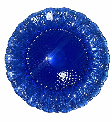 #ad Avon Royal Sapphire Blue Dinner Salad Plates Set of 4 Cobalt Glass Dishware NIB $34.99