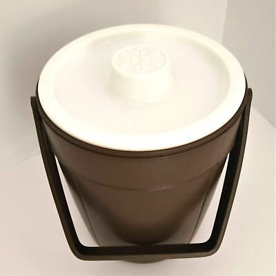 VTG Rubbermaid Brown Ice Bucket Cooler Insulated Bar Snowflake Top Carry Ins $10.99
