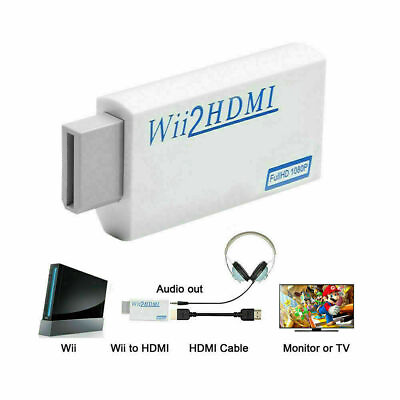 Portable Wii to HDMI Wii2HDMI Full HD Converter Audio Output Adapter TV White $4.34