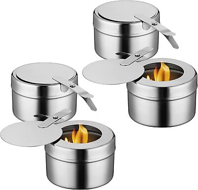#ad 4Pack Stainless Steel Fuel Holders Chafing Fuel Holders with Cover Fuel Hol... $31.04