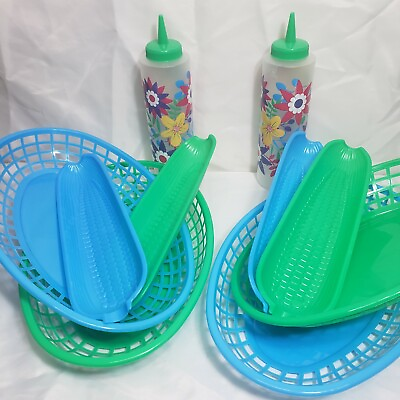 Outdoor picnic summer food baskets corn holders and condiment bottles $14.95