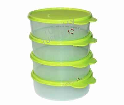 Tupperware Bowls Set of 4 Big Wonders 3 Cup Cereal and Salad Containers Green $43.95
