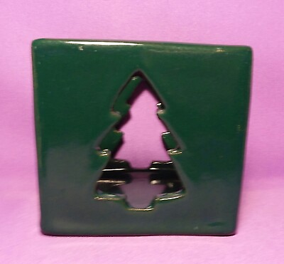 Bennington Pottery Forest Green Tree Cut Out Candle Holder $22.00