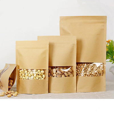 #ad Resealable Stand Up for Zip Kraft Paper Food Lock Packaging Bag with Window Pack $88.00