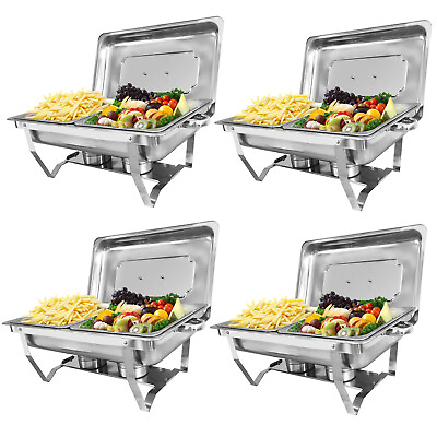 Chafing Dish Stainless Steel 8qt 4 pack Chafer Sets with 2 Pans for Party $99.99