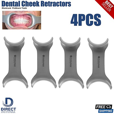 #ad Dental Mouth Cheek Lip Retractor Double headed T Shape Opener Silver 4X $23.89