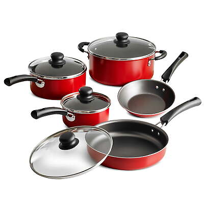 #ad Tramontina 9 Piece Non stick Cookware Set Red，US $23.99