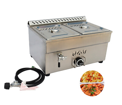 #ad 2 Pan LP GAS Countertop Food Warmer Stainless Steel with Pressure Relief Valve $290.46