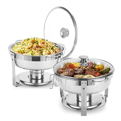 #ad #ad 5 Qt Chafing Dish Buffet Set with Visible Glass Lid and Holder Sliver glass $136.54