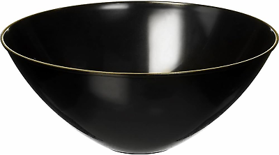 #ad Black Plastic Organic Salad Bowl Pack of 1 112 Oz. Sleek Gold Rim Design $13.25