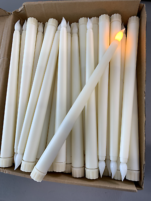 #ad NEW LOT OF 28 TAPER CANDLES BATTERY 11quot; IVORY WEDDING PARTY HALLOWEEN DINNER $22.50