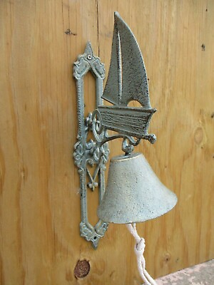 #ad #ad Large Dinner Bell Cast Iron Wall Mounted Nautical Decor Sail Boat Nautical Door $29.99