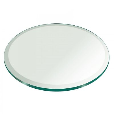 Clear 1 2quot; Inch Thick Round Glass Table Top Tempered Beveled Polished Edge $581.39