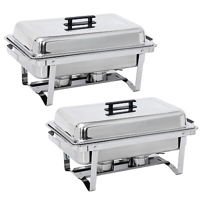 2 Pack 8QT Chafing Dish Stainless Steel Chafer Complete Set with 2 Warmer $78.58