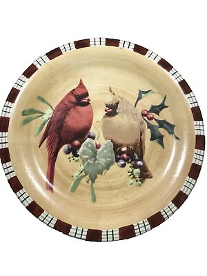 #ad Lenox Salad Plate Winter Greetings Red Bird Cardinal Colorful 8 1 2quot; 3 Pc Lot $12.00