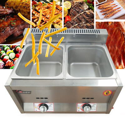 2 Pan Commercial Gas Fryer Food Warmer Countertop Steam Table Steamers Kitchen $165.00