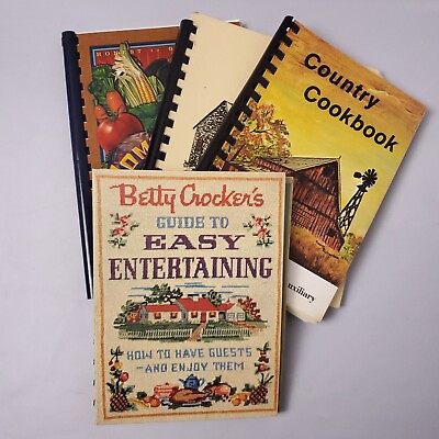 #ad Vintage Cookbook Lot Betty Crocker Church Country Farm IN IL 1959 1979 2002 $34.50
