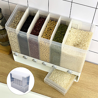 10KG Cereal Storage Dispenser 6 in1 Kitchen Pantry Rice Grain Dry Food Container $31.00