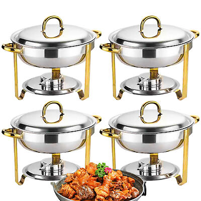 #ad #ad Round Chafersamp;Buffet Warmer Set of 4Food Warming Tray for PartyDinneramp;Catering $160.00