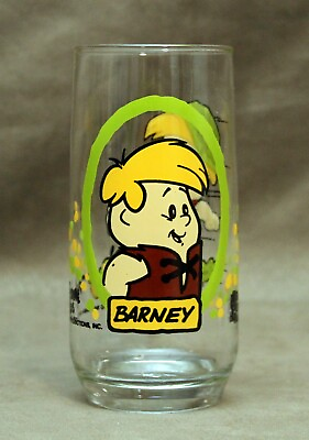 #ad #ad 1986 Barney Flintstone Kids Hanna Barbera glass Pizza Hut 6quot; $4.50