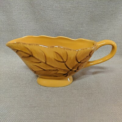 FRESH DECOR Handled Footed Gravy Boat Gold Pottery Thanksgiving $7.50