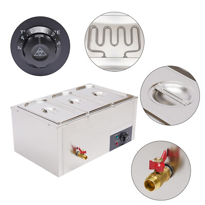 #ad 3 Pots Steamer Bain Marie Buffet 850W Countertop Food Warmer Steam Table 3*7L US $104.50