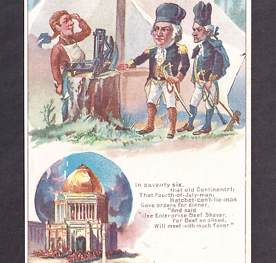 #ad Antique Food Chopper 1893 George Washington Enterprise Beef Shaver Ad Trade Card $28.00