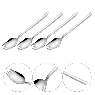 #ad 4 Pcs Pasta Spoons Stainless Steel Salad Home Use Cutlery Tableware $12.69