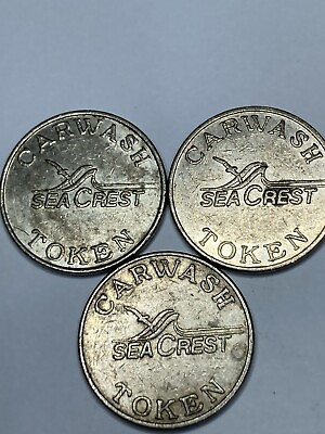 #ad 3 Tokens: Sea Crest Car Wash Token 22mm Nickel Hookset New Hampshire #by1 $14.70