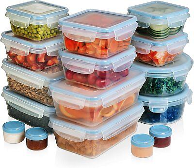 Airtight Leak Proof Meal Prep Food Storage Containers and Organizer Set of 24 $24.99