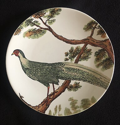 #ad Pottery Barn Pheasant Salad Dessert Luncheon Plate Set 4 Bird Tree Branch 9quot; $108.00
