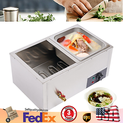 #ad Countertop Electric Food Warmer Steamer 2 Pan Hot Well Bain Marie Countertop $91.21