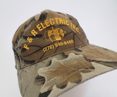 Famp;R Electric Inc Hat Cap Electrician North Tazewell VA Camo Snapback Brown $19.76