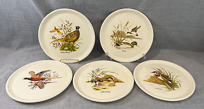 VTG SET 5 USA POTTERY Plates With Ringneck Pheasants Mallards Wood Duck $30.00