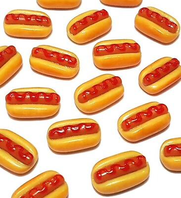 #ad #ad 100 Dollhouse Miniature Hot Dogs with Ketchup * Doll Mini Tiny Food Hot Dog Meat $26.99