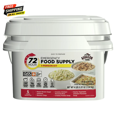 #ad Emergency Food Supply 1 Person Kit 42 Serving Storage Quick Meal Survival Bucket $26.35